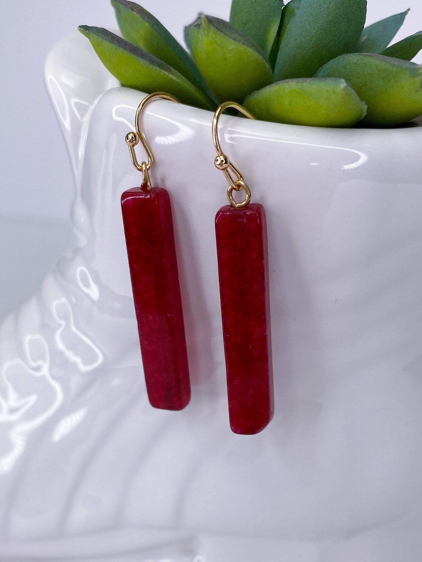 Earrings Bennett Bar Earring Red Quartz